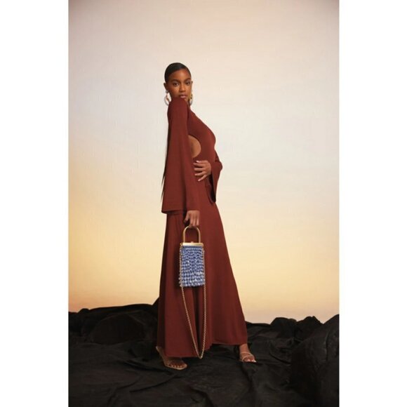 💕CULT GAIA💕 Carla Knit Dress ~ Full Length Gown Cut-Outs Ember Small NWT - Picture 5 of 16